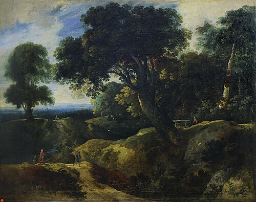 Paysage a l'arbre suspendu au-dessus du chemin, 1627, Jacques Fouquières