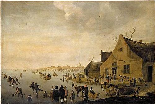 Winter landscape with ice skaters, 1653, Cornelis Beelt