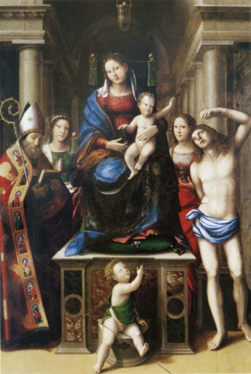 Vierge et l'Enfant avec des saints (Sacra Conversazione) (détail)., 1513, Benedetto Coda