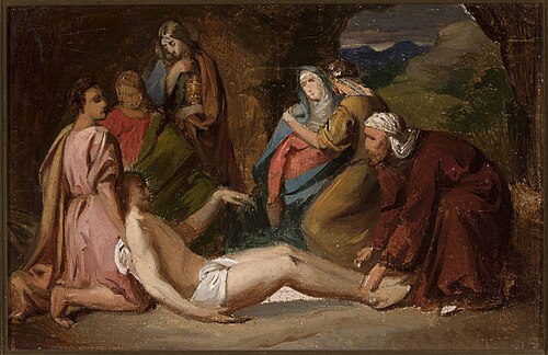 Entombment of Christ, sketch for a painting, 1850, Józef Simmler