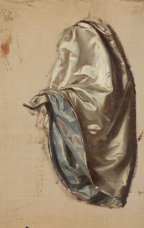 Study of a Lady with a Lute's Robe. Study to the Painting "Upbringing of Sigismund Augustus", , Józef Simmler