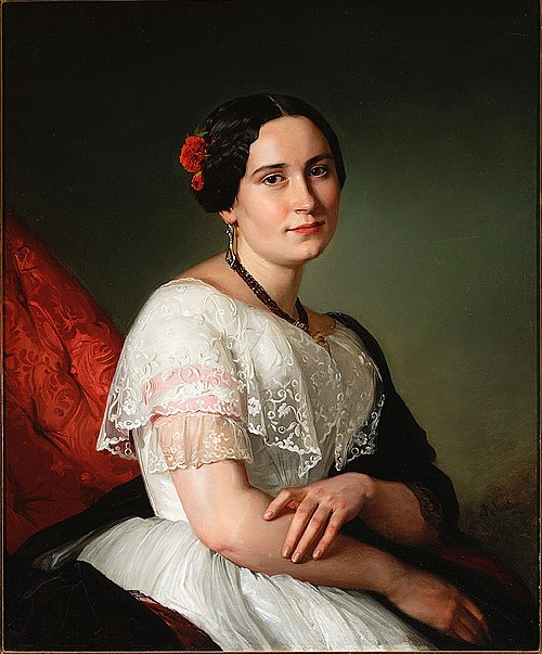 Portrait of Katarzyna Jahn, artist's sister., 1849, Józef Simmler