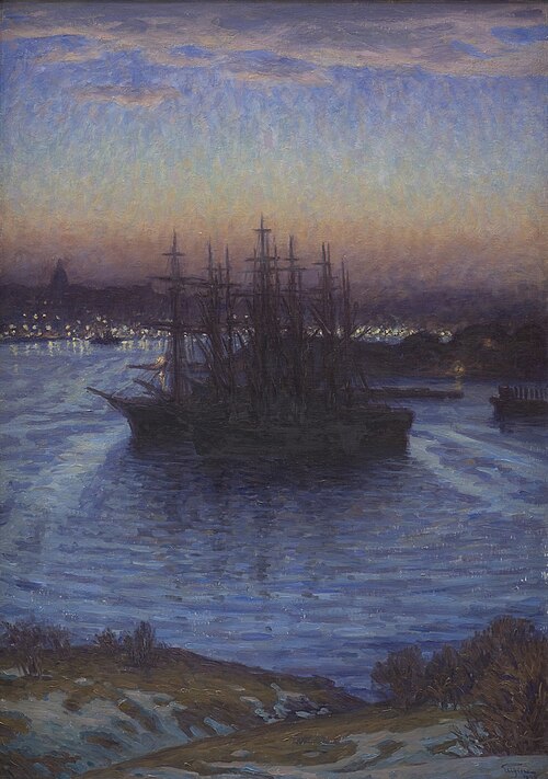 Bateaux à l'ancre. Hiver., 1908, Eugen de Suède