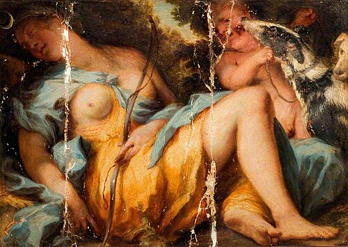 Diana Sleeping, with a Boy and Hounds, , Alessandro Gherardini