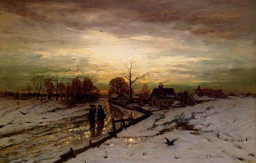 Winter Scene, Sunset, , Ludvig Munthe