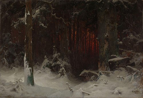 Wooded Landscape in Snow, 1870, Ludvig Munthe