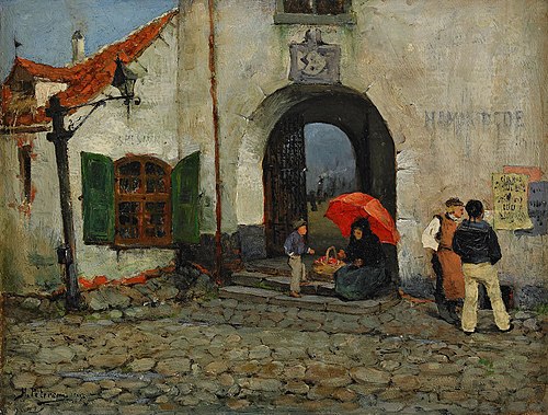 Utanför hamnfogdekontoret, 1875, Hugo Birger