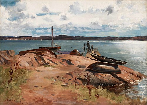 Vid bryggan, Lysekil, 1885, Hugo Birger
