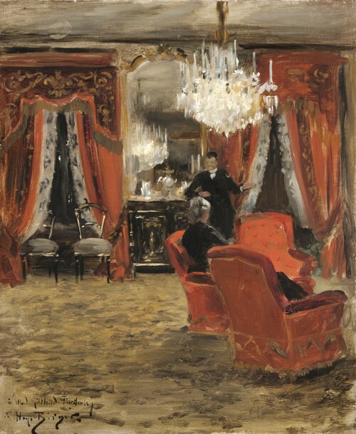 Interior from the Fürstenberg´s Home by Electric Light, 1885, Hugo Birger
