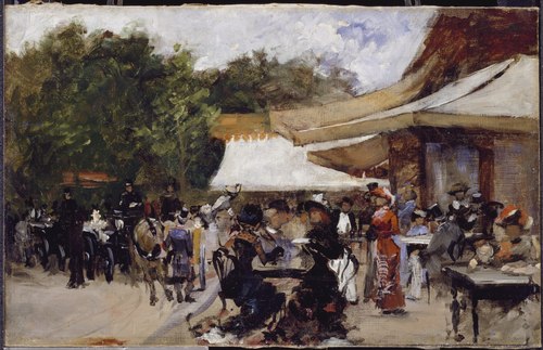 Outside a Restaurant in the Bois de Boulogne. Study, 1880, Hugo Birger