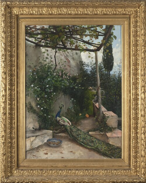 Terrace with Peacock, the Alhambra, 1884, Hugo Birger