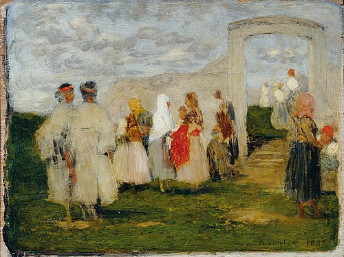 Kirchgang in Lundenburg, 1885, Franz Rumpler