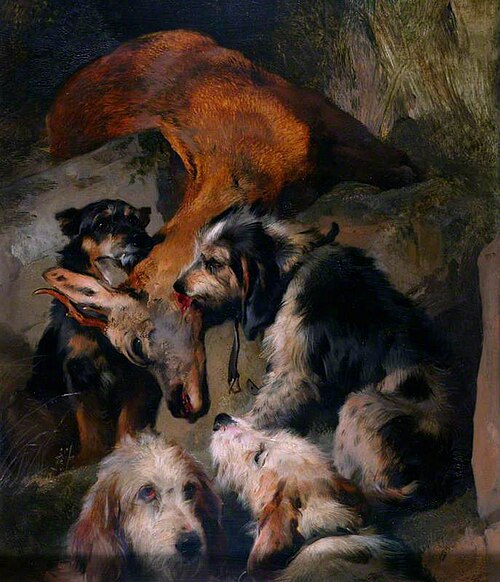 Young Roebuck and Rough Hounds, 1840, Edwin Landseer