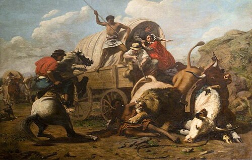 A Bullock Train Attacked by a Lion, , Edwin Landseer