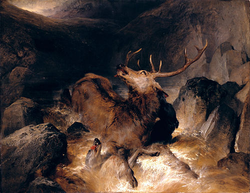 Deer and Deer Hounds in a Mountain Torrent, 1832, Edwin Landseer