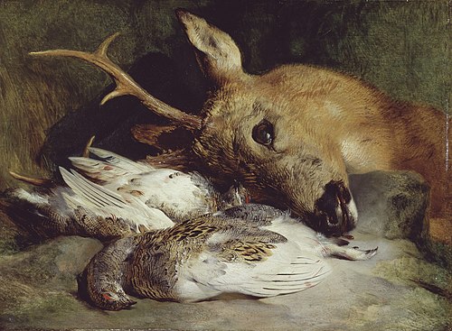 Head of a Roebuck and Two Ptarmigan, 1830, Edwin Landseer