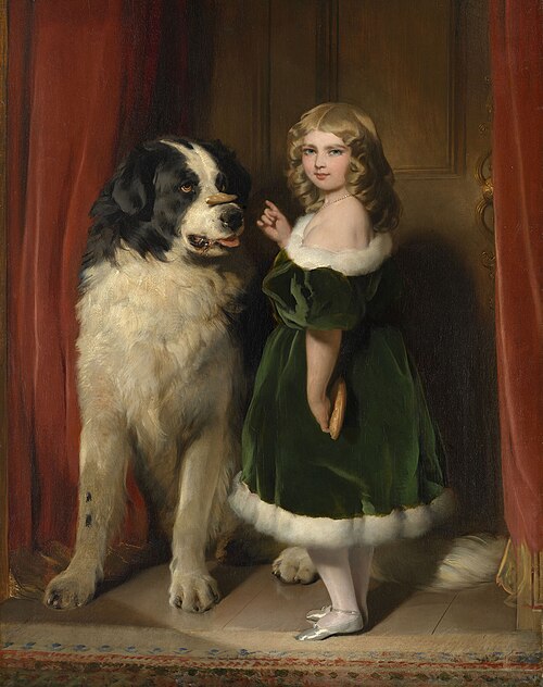 Princess Mary of Cambridge with Nelson, a Newfoundland dog, , Edwin Landseer