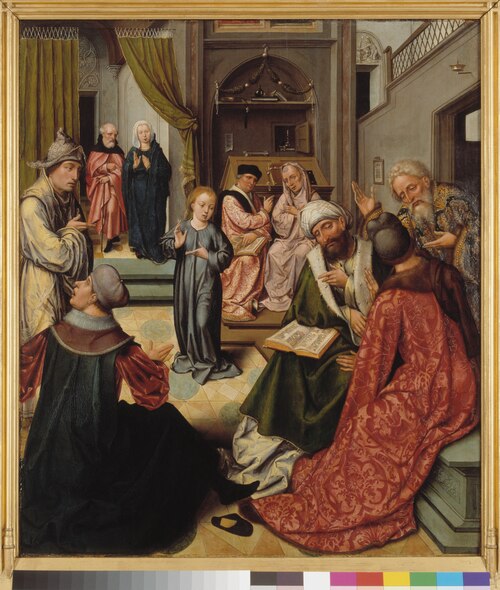 Twaalfjarige Jezus in de tempel (retabelluik), 1515, Maître de 1518