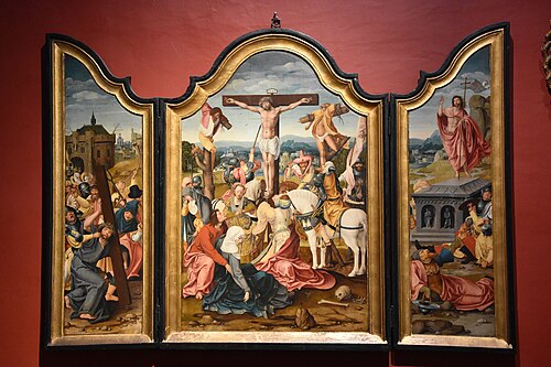 Triptyque. LE PORTEMENT DE LA CROIX, LE CALVAIRE ET LA, 1510, Maître de 1518