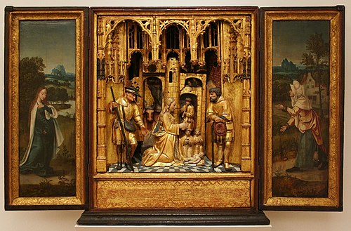 House Altar with Visitation and Adoration of the Shepherds, 1520, Master of 1518