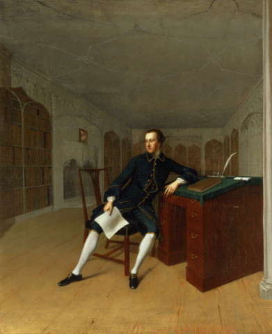 Sir Roger Newdigate in the Library at Arbury, 1750, Arthur Devis