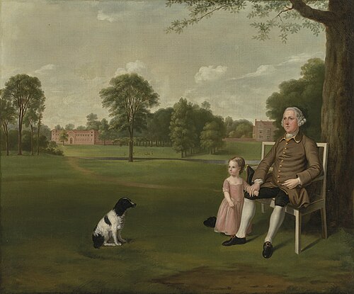 Portrait of John, 2nd Lord Monson (1727-1774), and his eldest son, John (1753-1805), in the grounds , 1750, Arthur Devis