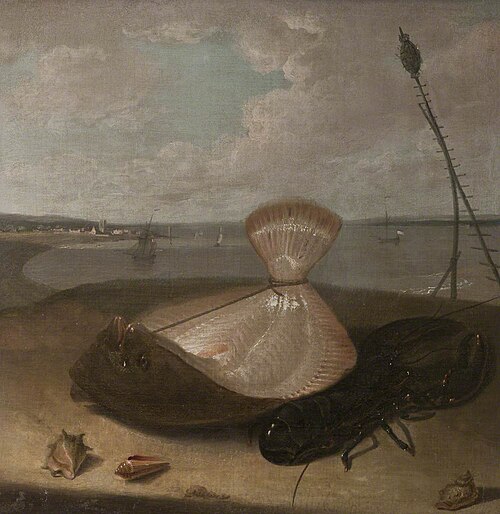 Turbot, Lobster and Sea-shells, possibly in the Thames Estuary, 1772, Arthur Devis