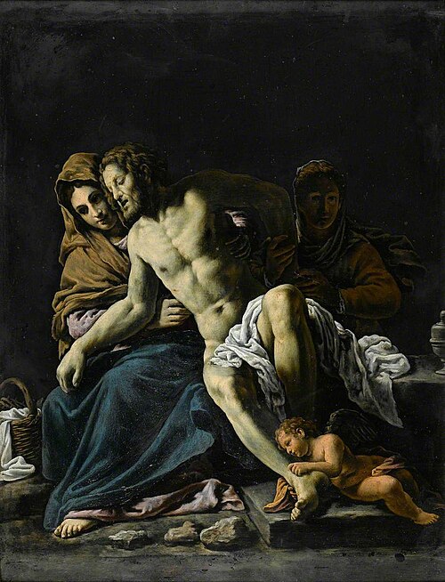 The dead Christ supported by the Virgin Mary and Mary Magdalene, 1616, Marco Antonio Bassetti