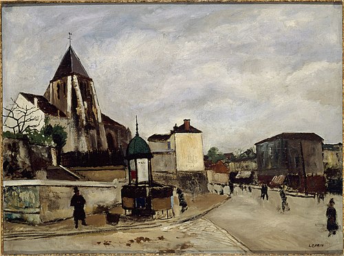 L'Église Saint-Germain-de-Charonne, la place Saint-Blaise et la rue de Bagnolet, 1920, Marcel Leprin