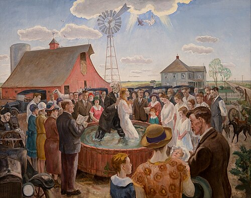Baptism in Kansas, 1928, John Steuart Curry