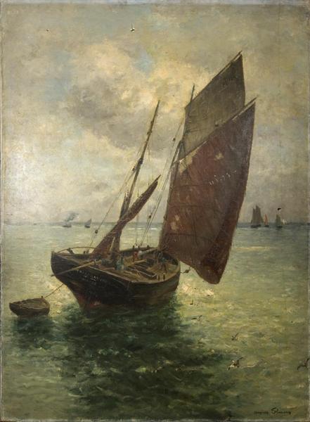 Barques de pêche à Dieppe, 1881, Marie-Auguste Flameng