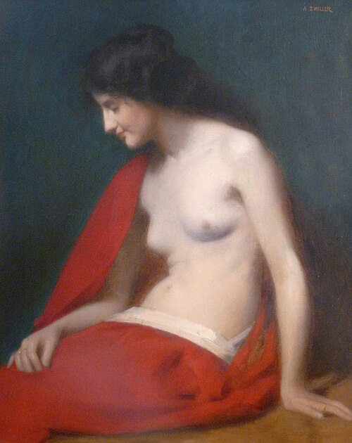 Nu assis à la serviette rouge, , Marie-Augustin Zwiller