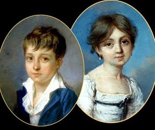 Aurore Dupin (1804-1876) et son demi-frère Hippolyte Chatiron (1799-1848), enfants de Maurice Dupin , 1810, Marie-Aurore de Saxe