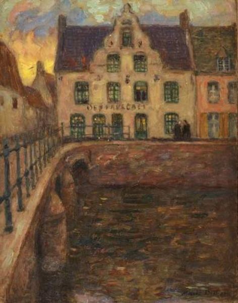 Café à l'angle du pont, 1900, Marie Duhem