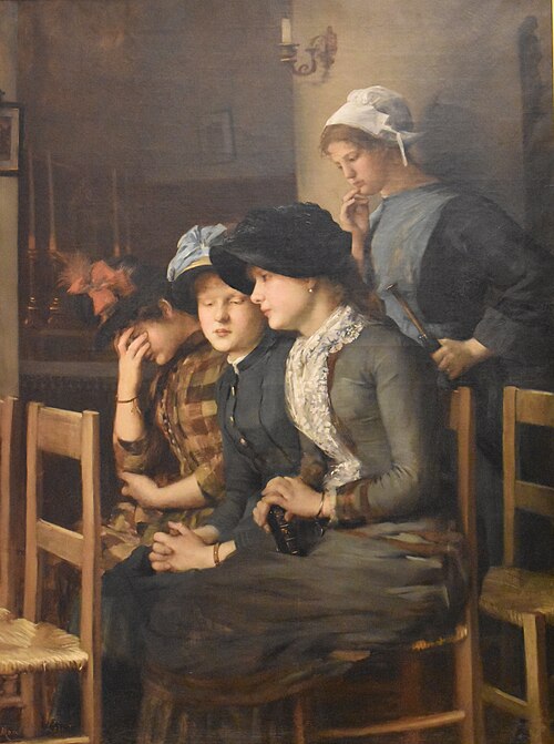 Jeunes filles à l'église, 1884, Marie Petiet