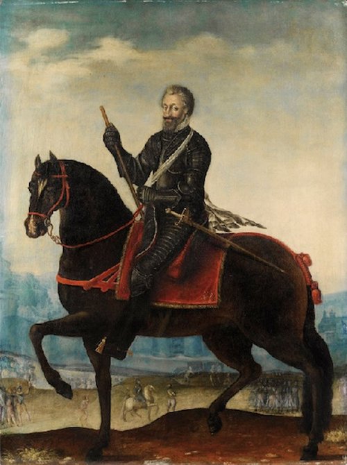 Portrait équestre d'Henri IV devant une ville, 1594, Marin Bourgeois