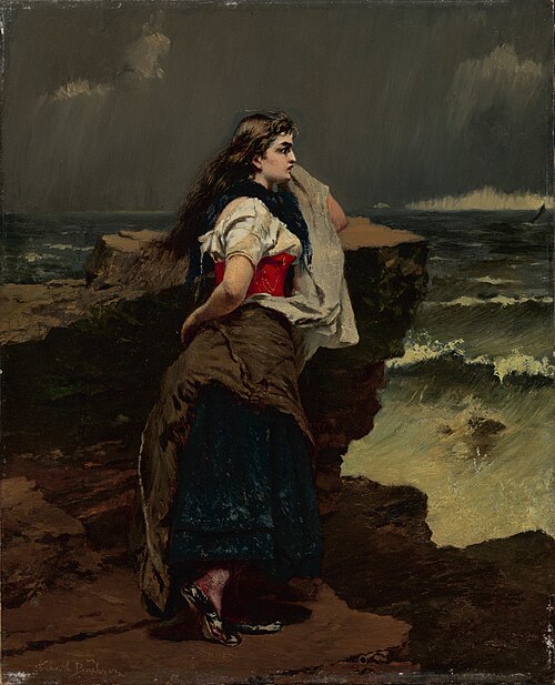 Fisher girl by the sea, , Frank Buchser