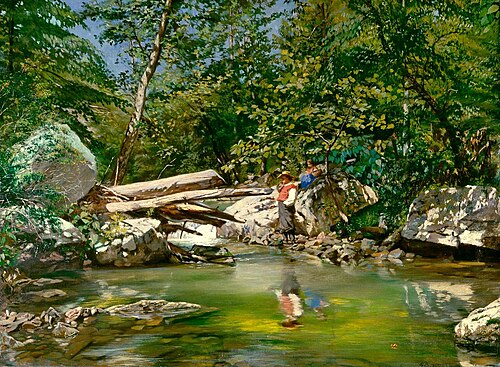 Waldbach mit Angler, 1867, Frank Buchser