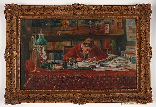 Verhaeren en train d'écrire à son bureau, 1900, Marthe Massin