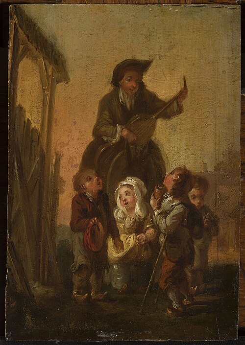Musician among children, , Martin Drolling
