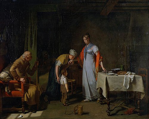 Jeune femme portant secours à une famille malheureuse, 1812, Martin Drolling