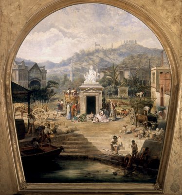 Allegory of History, Industry and Commerce of Malaga, 1870, Antonio Muñoz Degrain