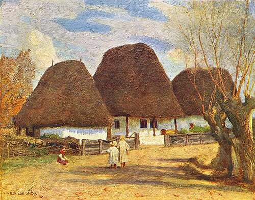 Romanian Cottages in Transylvania, 1909, Adrian Stokes