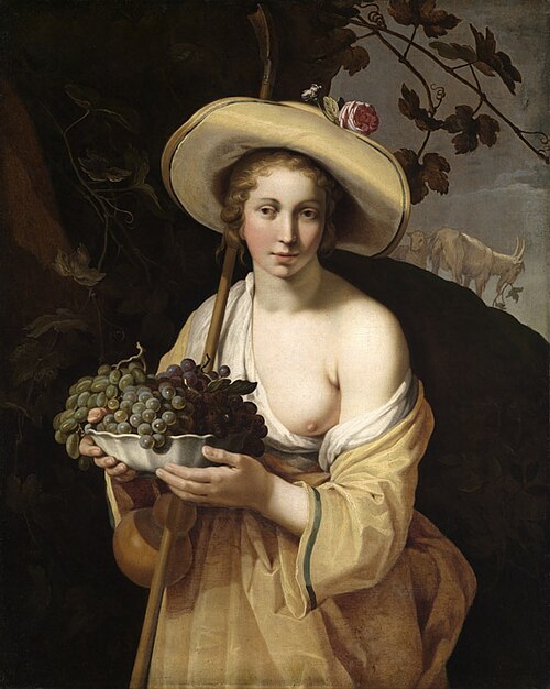 Shepherdess with bowl of grapes, 1628, Abraham Bloemaert
