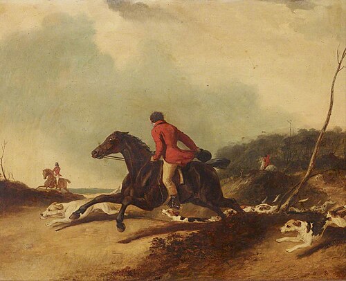 A Huntsman encouraging Hounds, 1837, Abraham Cooper