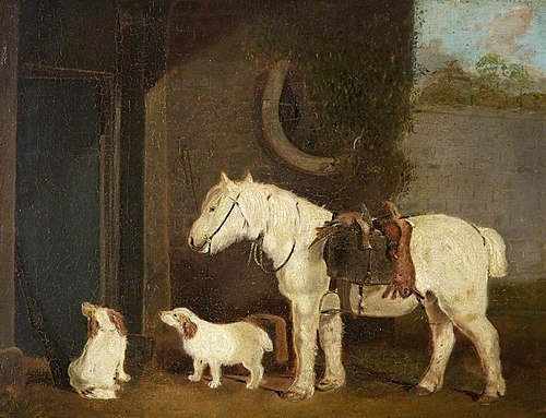 'Scrub', a Shooting Pony, aged 30 and Two Clumber Spaniels, 1837, Abraham Cooper