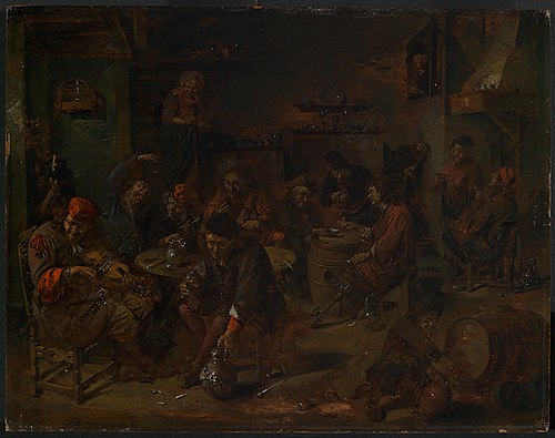 Drinking peasants in an inn, 1653, Abraham Diepraam