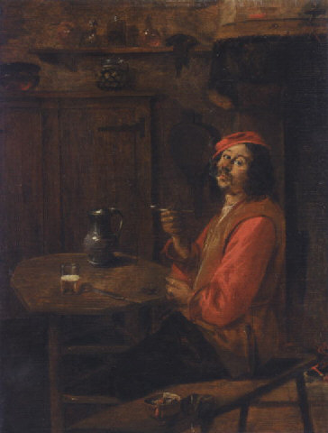 An interior with a boor drinking and smoking., 1650, Abraham Diepraam