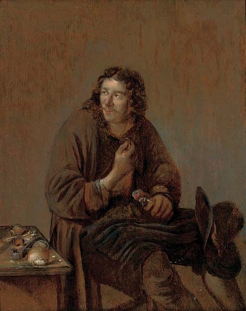 A cobbler at work in an interior, 1650, Abraham Diepraam