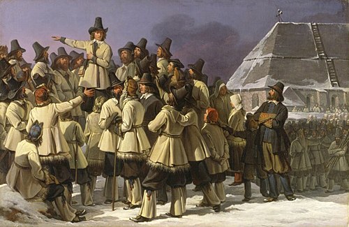 King Gustav Vasa of Sweden Addressing Men from Dalarna in Mora, 1836, Johan Gustaf Sandberg